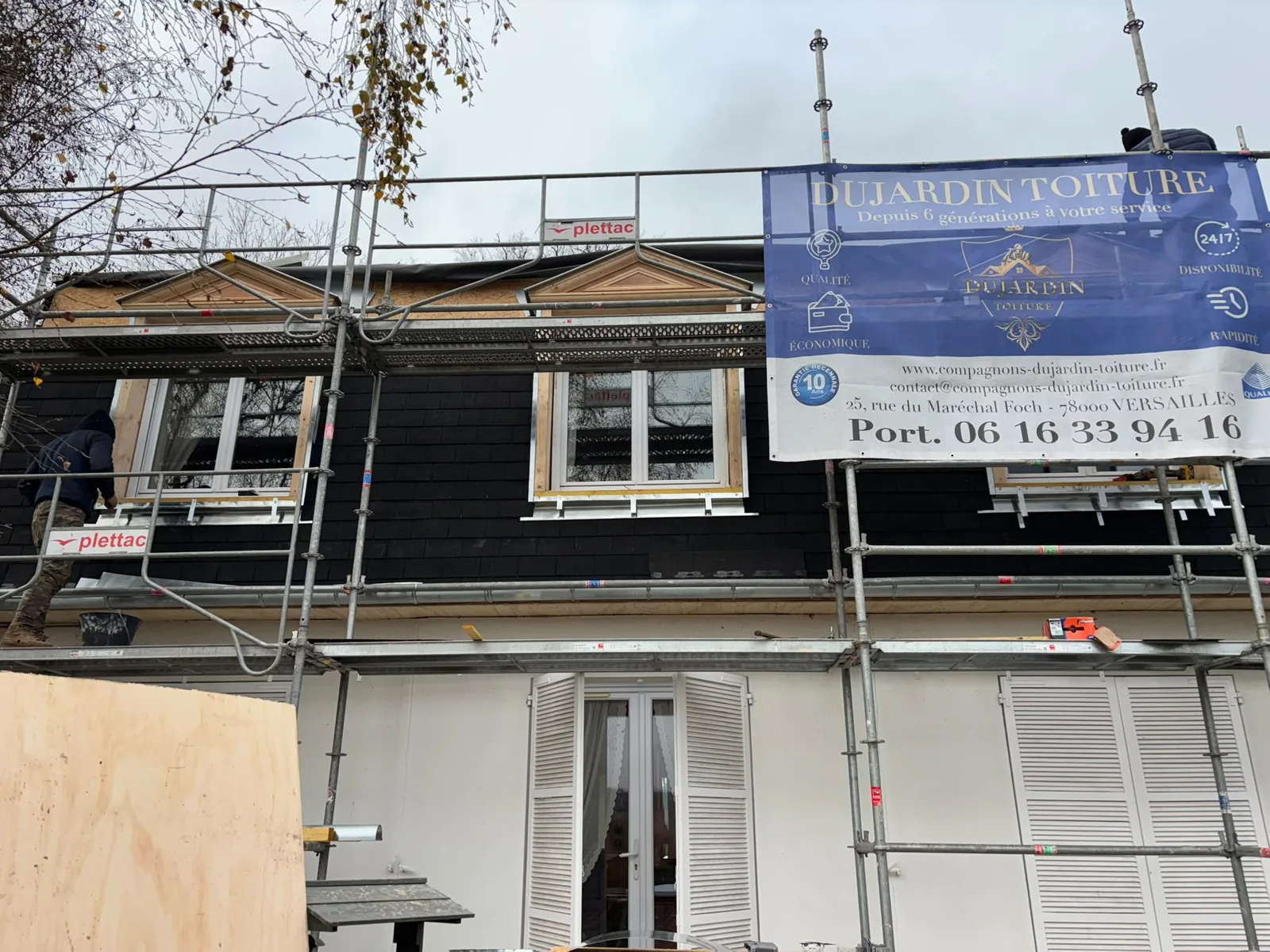 Réfection de façade et couverture ardoise, chantier Dujardin